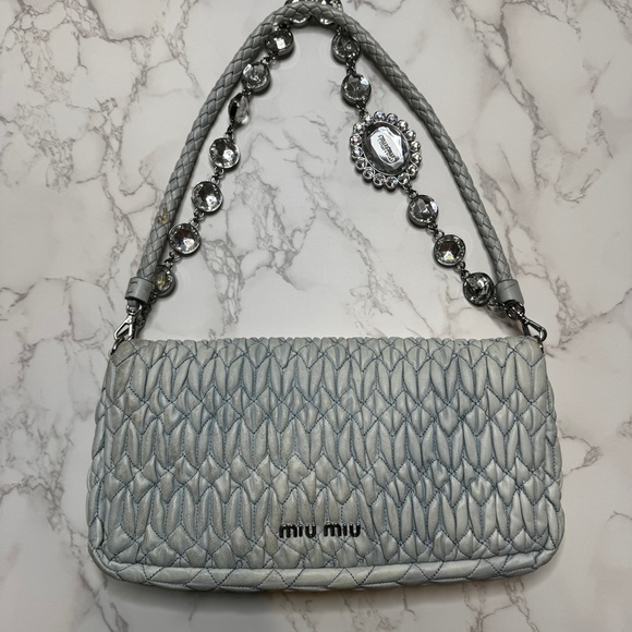 💙MIU MIU💙Matelasse Crystal Flap Bag - Picture 4 of 13